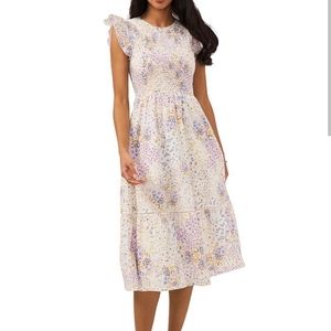 Floral smocked midi dress, NWOT